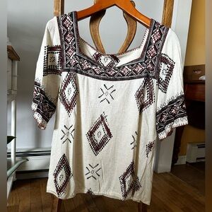Lucky Brand Aztec Print Square Neck Top, size XL